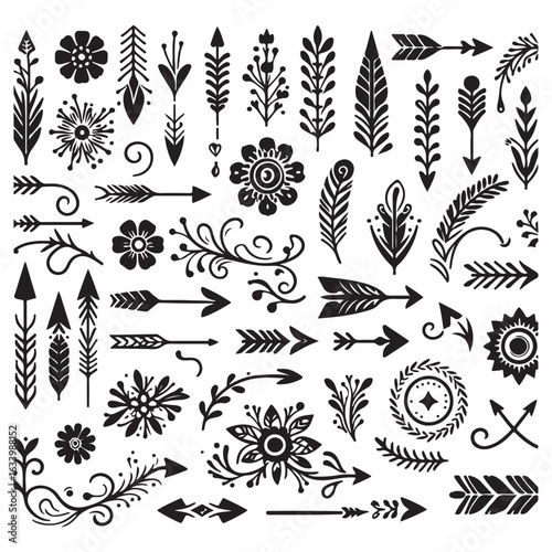 Arrows, floral designs vector elements