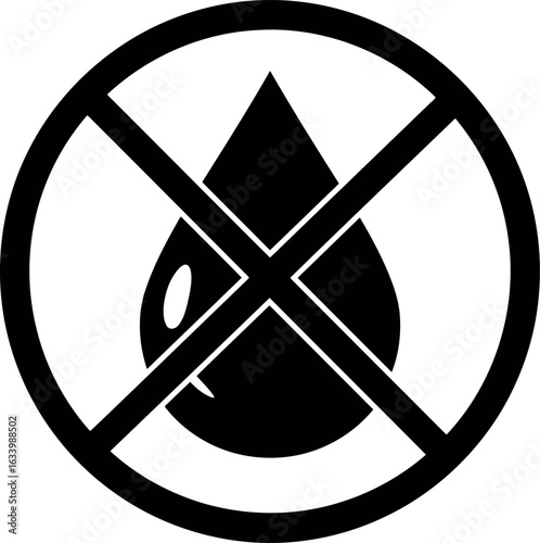 No water drop symbol prohibition sign liquid forbidden