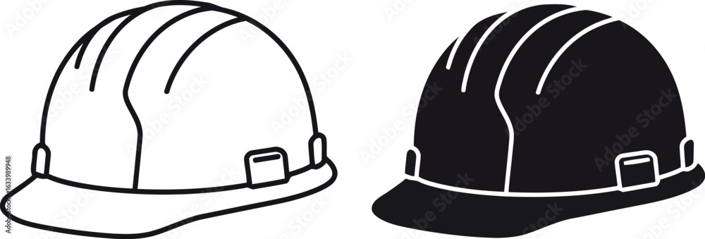 © Your Vectors - Hard hat icon set safety construction line art
