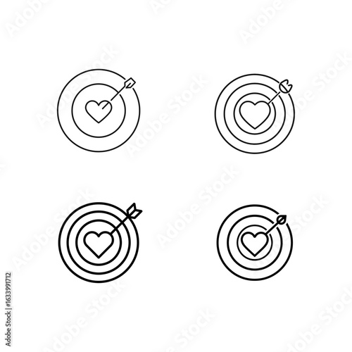 Heart Target Icons for Love and Focus