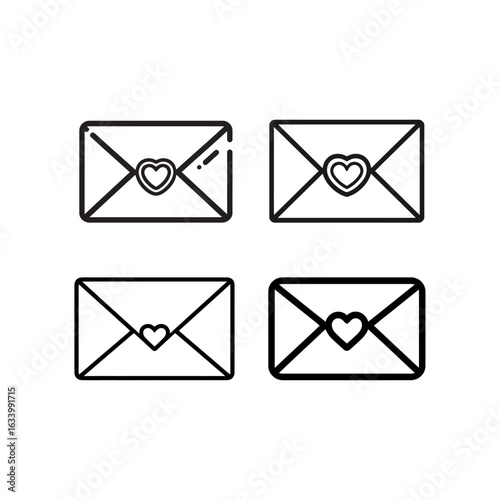 Love Letter Envelope Icon Set