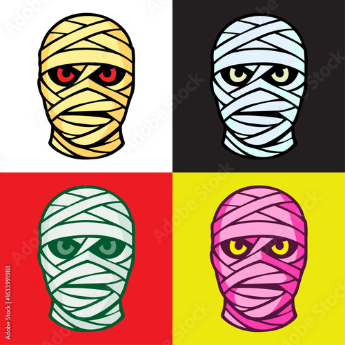 Customizable vector illustration featuring a mummy head.