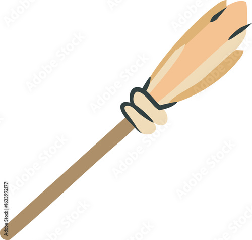 A simple cartoon illustration of a traditional broomstick.