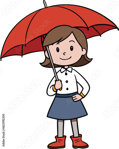 Girl and Umbrella Vector 