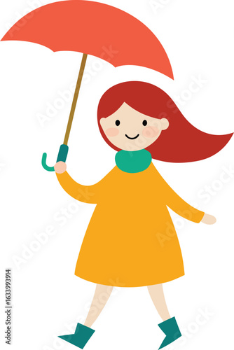 Girl and Umbrella Vector 