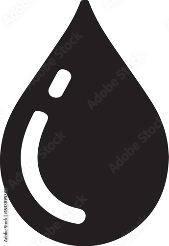 Black water drop symbol with inner highlight liquid