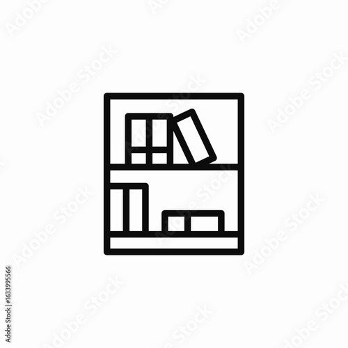 bookshelf with books icon sign vector