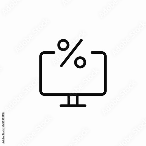computer monitor percentage icon sign vector