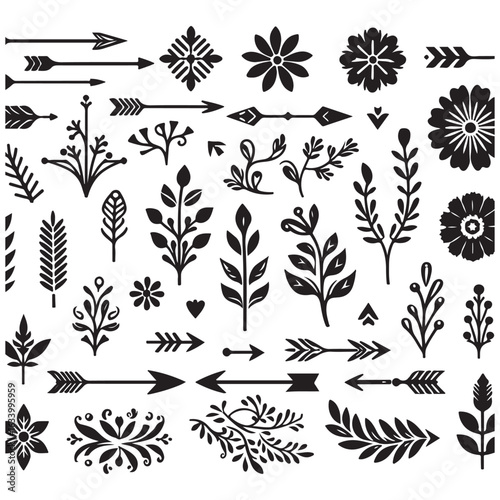 Arrows, floral designs vector elements
