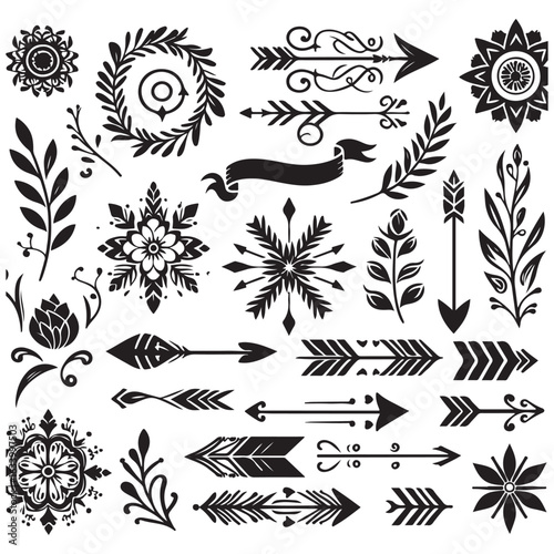 Arrows, floral designs vector elements