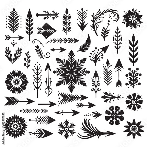 Arrows, floral designs vector elements