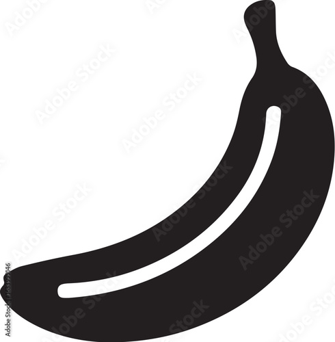 Curved yellow fruit silhouette banana food