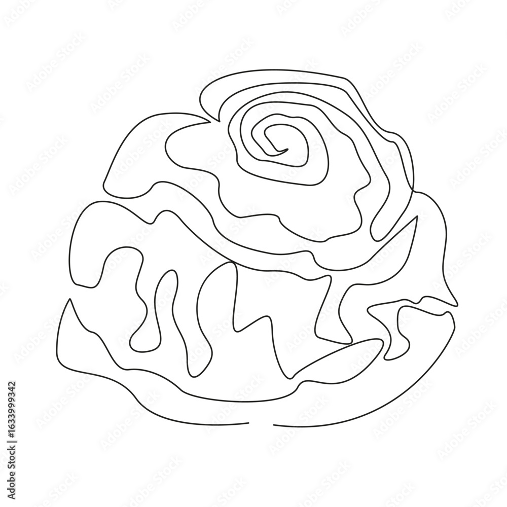 Obraz premium One continuous single drawing line art flat doodle food, baked, breakfast, snack, bread, seed, bakery, bun. Isolated image hand draw contour on a white background, hand drawn, not AI