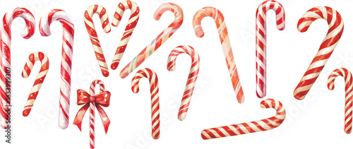 Festive Candy Cane Watercolor Clipart