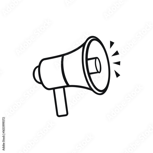 Vector art of outline drawing of a megaphone isolated on white background