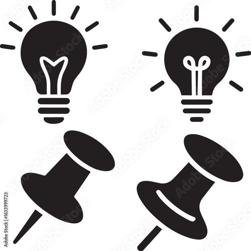 Ideas and Pushpins lightbulb office