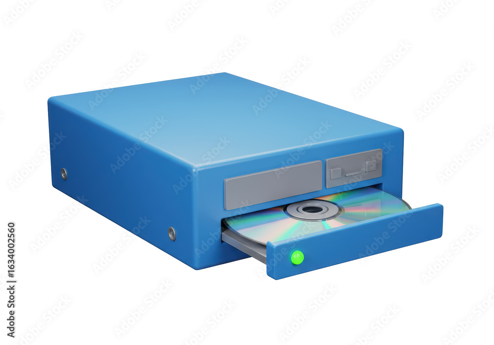 Obraz premium Isolated Blue CD Drive with Disc Ejecting
