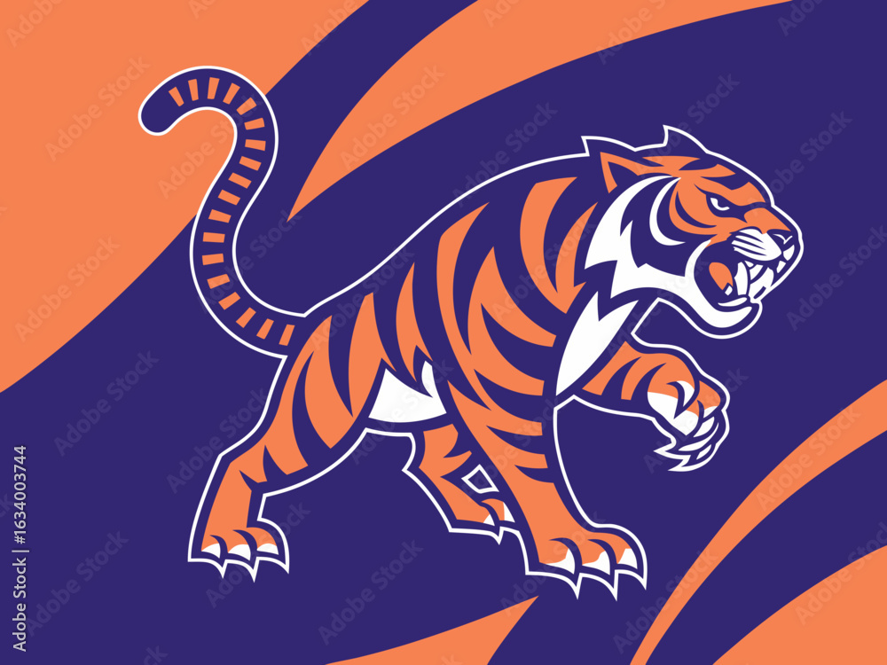 Obraz premium Powerful Tiger Silhouetted on a Crest