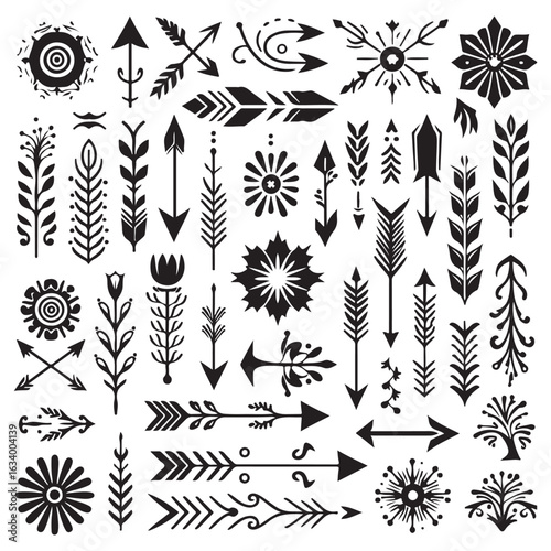 Arrows, floral designs vector elements