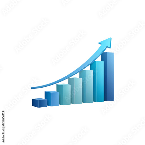 Free Download 3d blue bar chart with upward trending arrow illustrating growth and success isolated on transparent background - GFXLoad