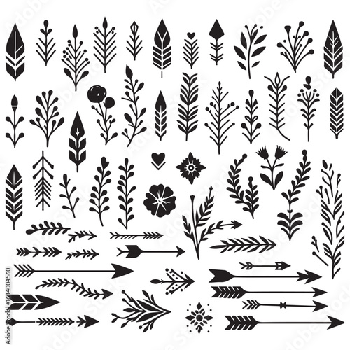 Arrows, floral designs vector elements