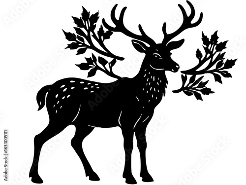 Deer with Antlers Silhouette