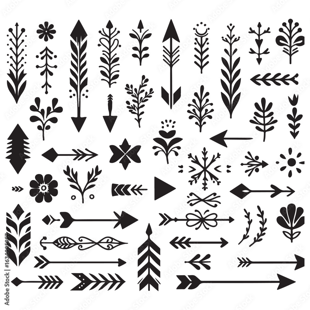 Fototapeta premium Arrows, floral designs vector elements