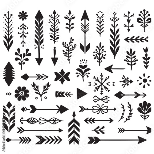 Arrows, floral designs vector elements