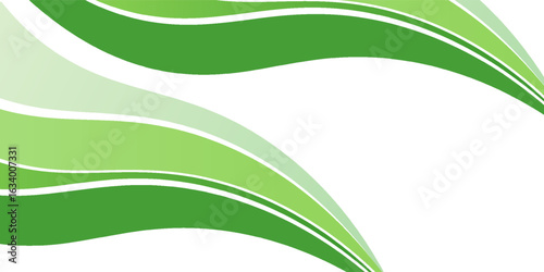 Abstract White and Green wave wide background banner