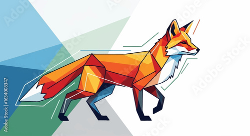 illustration of a fox in colour background