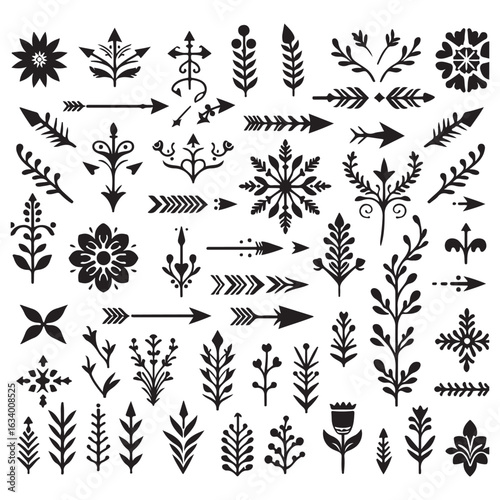 Arrows, floral designs vector elements