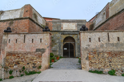 Symmetrical Gate of Fort Stella Flanked by Cannonball-Topped Bastions, Elba, Italy