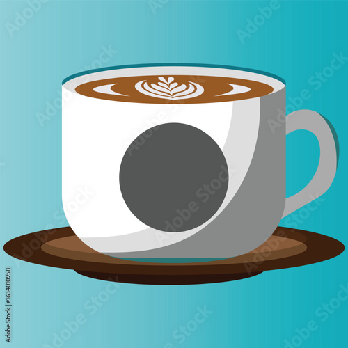 A brown cup of hot coffee with a delightful aroma, set on a white background, and surrounded by coffee beans, is a beautiful symbol of a morning drink