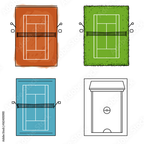 Collection of Big Tennis-themed icons, including Clay court, grass court, hard court, indoor court