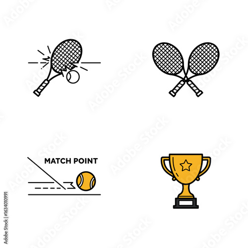 Collection of Big Tennis-themed icons, including Break point, match point, set point, championship point
