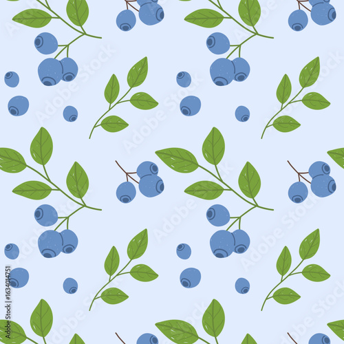 cozy seamless pattern with blueberries on a light background
