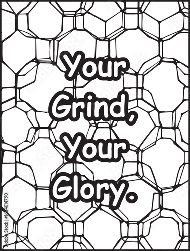 Printable coloring page for kids and adults: Mosaic pattern background: Positive thinking words to color