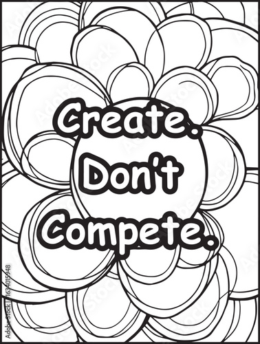 Printable coloring page for kids and adults: Mosaic pattern background: Positive quote to color