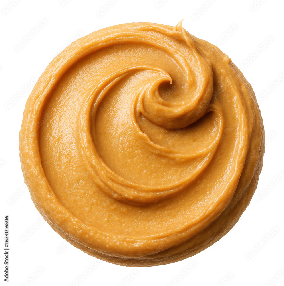 Fototapeta premium Smooth, creamy swirl of peanut butter with a rich texture on transparent background.