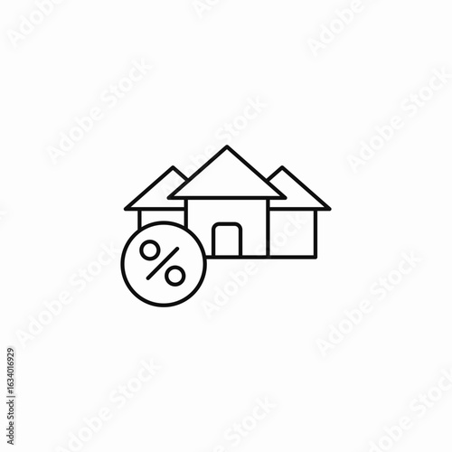 mortgage percent house icon sign vector
