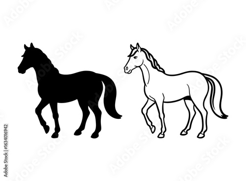 Running Horse Silhouette Minimal Animal Vector for Stickers, Farm Decor & T-Shirt Graphics