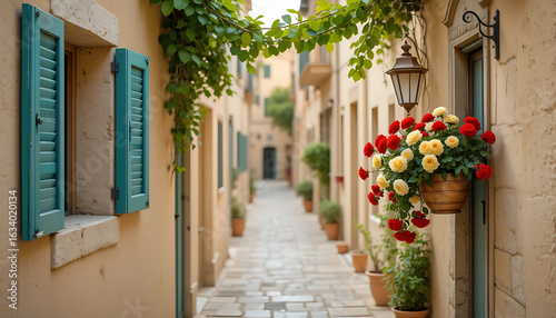 Fototapeta Naklejka Na Ścianę i Meble -  Colorful narrow street lined with charming houses on Burano Island in Italy
