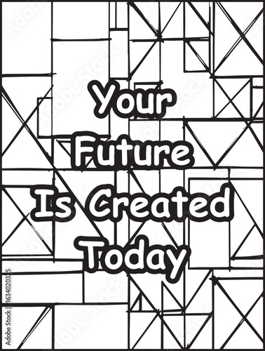 Printable coloring page for kids and adults: Mosaic pattern background: Motivational words to color