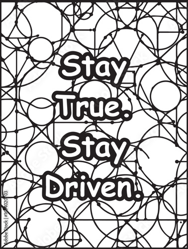 Printable coloring page for kids and adults: Mosaic pattern background: Motivational quote to color