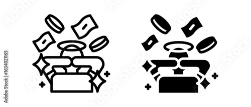 Rich multiple icon set of two.line and glyph vector illustration