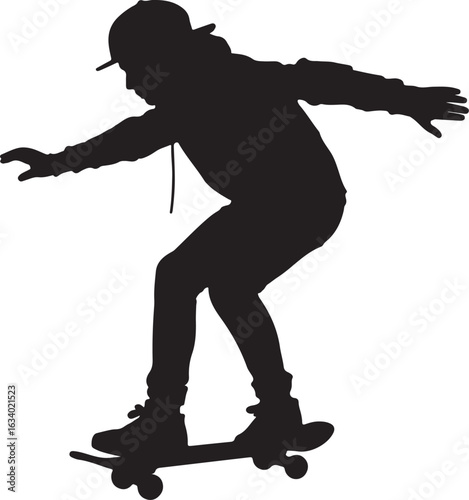 Silhouette of a skateboarder performing a trick