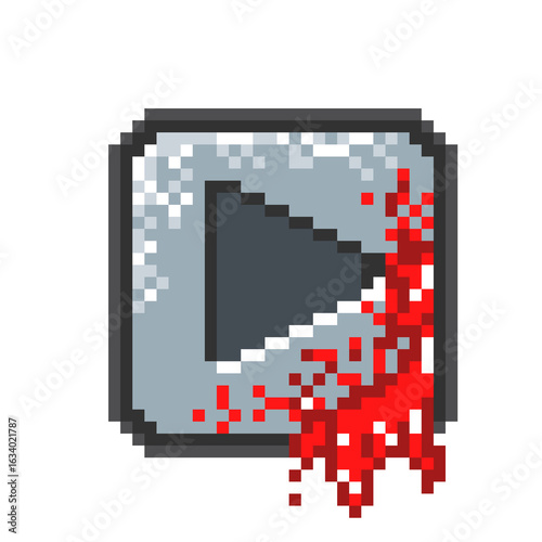Bloody Pixel Play Button Icon – Horror Retro Game UI