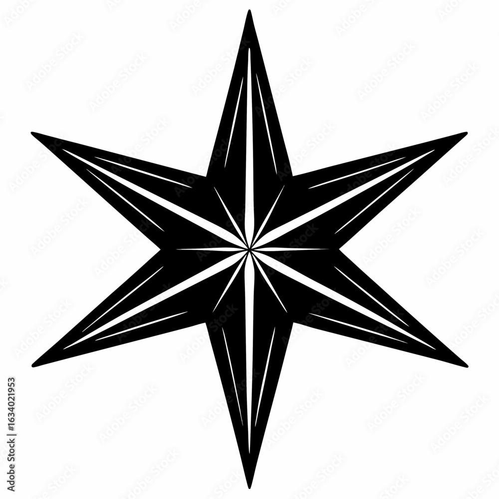 Obraz premium Six-Point Star Geometric Vector Art