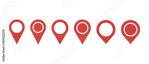 Map pin icon set. Location marker symbol for web design, app, and UI. GPS navigator pointer