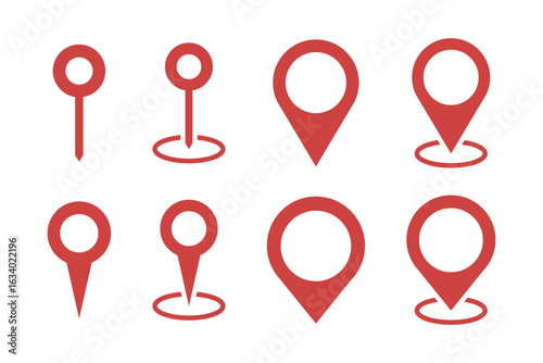 Map pin icon set. Location marker symbol for web design, app, and UI. GPS navigator pointer